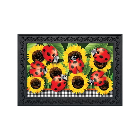 Briarwood Lane Summer Doormat 30x18 Indoor Outdoor Ladybugs and Sunflowers For Summer Doormat