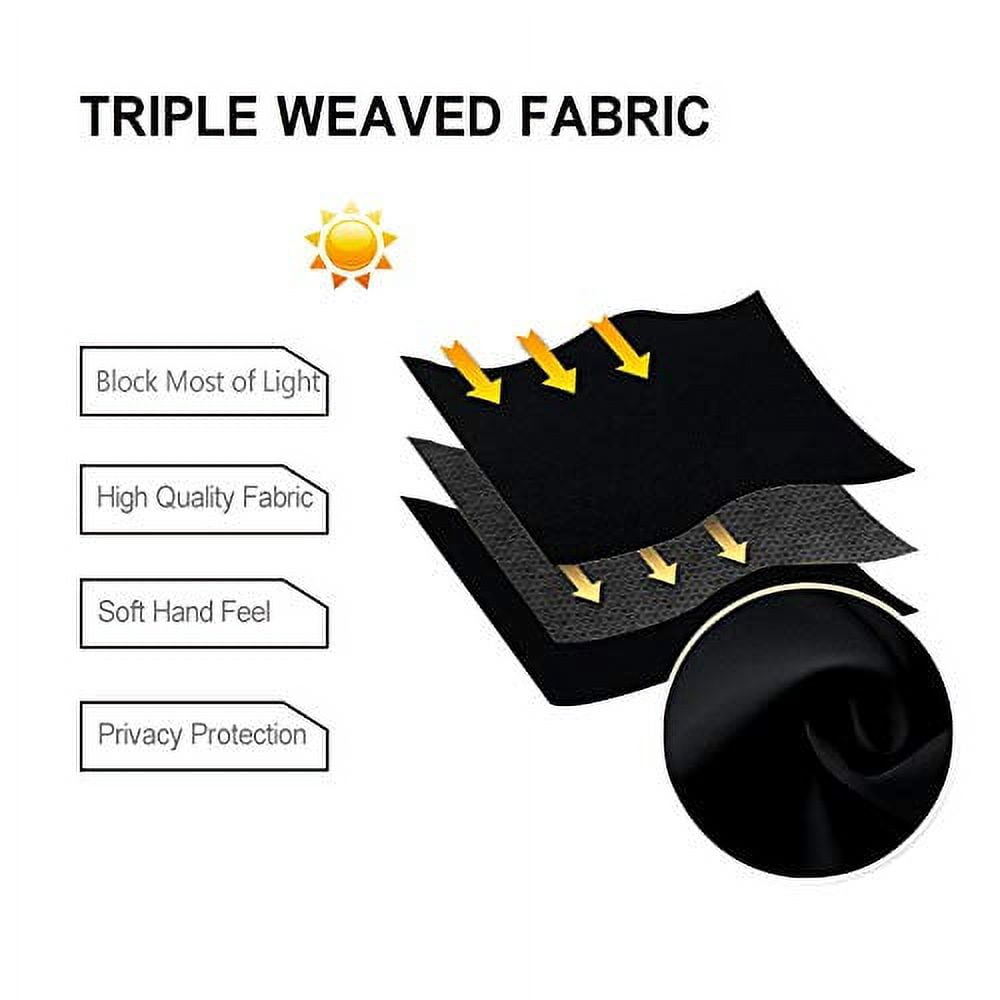 DWCN Black Blackout Curtains for Bedroom with Tiebacks - Thermal Insulated Light Blocking Grommet Window Curtains for Living Room, 52 x 54 inch Length, Set of 2 Panels