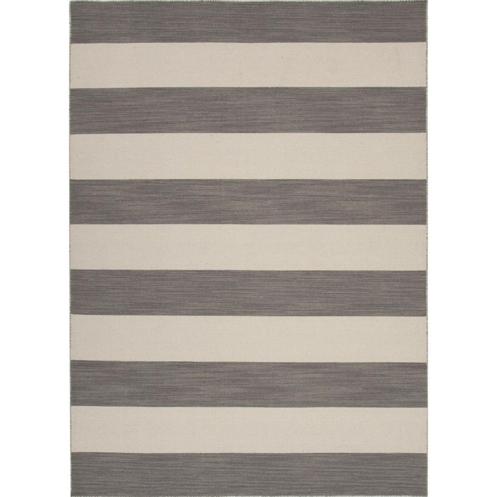 2' x 3' Slate Gray and Ivory Tierra FlatWeave Striped Wool Area Throw
