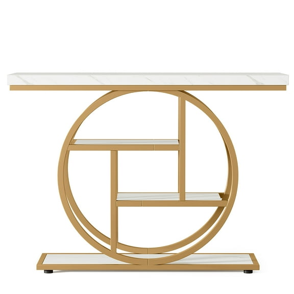 Topcobe Modern End Table, Small Side Table with Metal Frame for Couch, Sofa Table for Living Room, Bedroom, Bedside, White