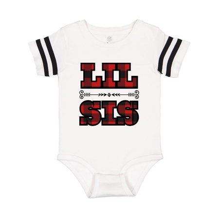 

Inktastic Lil Sis Buffalo Plaid Sister Gift Baby Girl Bodysuit