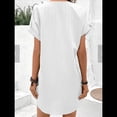 thumbnail image 4 of Camisa de Verano para Mujer, de Algodón y , con Cuello en V, Informal, de Corta, Holgada, Color , Talla XXL, 4 of 5
