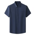 thumbnail image 2 of Vivianyo HD Short Sleeve Shirt for Men,Big Men Casual Fashion Business Short Sleeve Pockets Turn-down Collar Button Shirt Blouse, 2 of 6