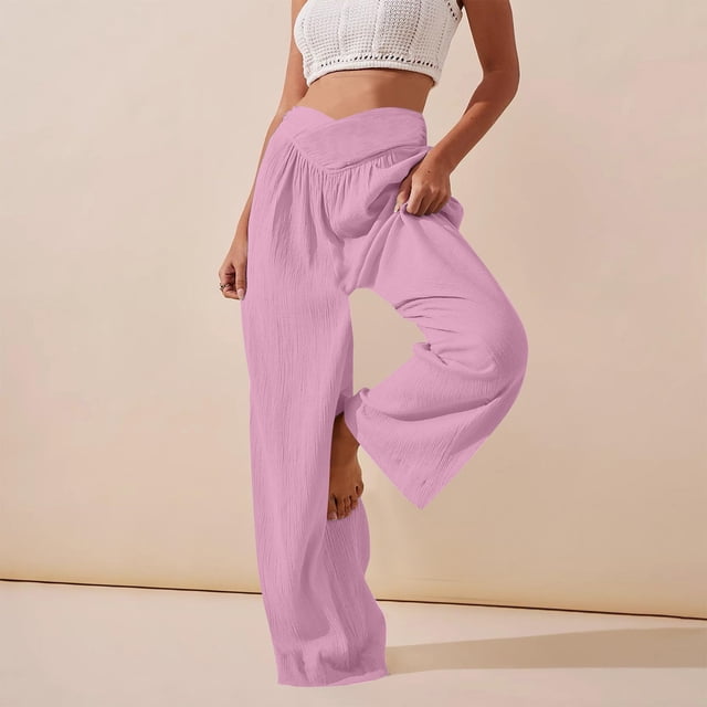Simua Women Sweat Pants Casual Solid Color Wide Leg Lounge Pants