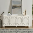 thumbnail image 2 of 65 Inch Sideboard Buffet Cabinet with Storage, Mid Century Modern Accent Cabinet with Adjustable Shelf and Foot Pad, Wooden Coffee Bar Table for Dining Room, Kitchen, Living Room, White, 2 of 9