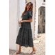 thumbnail image 4 of Vestido PRETTYGARDEN Bohemio Floral Midi con Mangas Abullonadas Cortas Negro S, 4 of 8