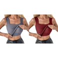 thumbnail image 1 of (2-Pack) Rinsvye Womens Seamless Compression Tank Top Slimming Square Neck Fitness Shirt Body Workout Top Wicking Sportswear, 1 of 5