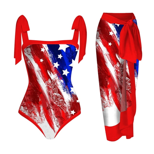 MKLEKYY Trajes De Baño Mujer Completo Women'S 1 Piece Swimsuit With Beach Cover Up Summer Sexy Two Piece Bikini Set Wrap Skirt Plus Size Floral Monokini