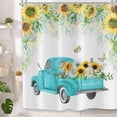 thumbnail image 5 of Sunflower Truck Shower Curtain, Spring Yellow Floral Sunflower Daisy Teal Truck Rustic Farmhouse Bathroom Curtain for Home Bathtub Decor Waterproof Fabric Machine Washable with 12 Hooks, 5 of 6