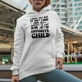 thumbnail image 2 of I Might Not Say It Out Loud, My Daughter-In-Law Is My Favorite Child, Groovy Retro Wavy Text Merch Gift, White Hooded Sweatshirt or Hoodie, Large, 2 of 5