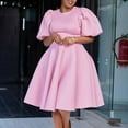 thumbnail image 2 of Women Summer Dresses Casual Puff Sleeve Swing A Line Short Dress Pleated Dress, 2 of 3