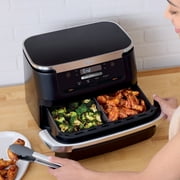 Ninja Foodi 4-in-1 Air Fryer, 7-Qt MegaZone FlexBasket, 4 Functions, Smart Finish Cook 2 Foods 2 Ways, Air Fry, Roast, DZ070 Black