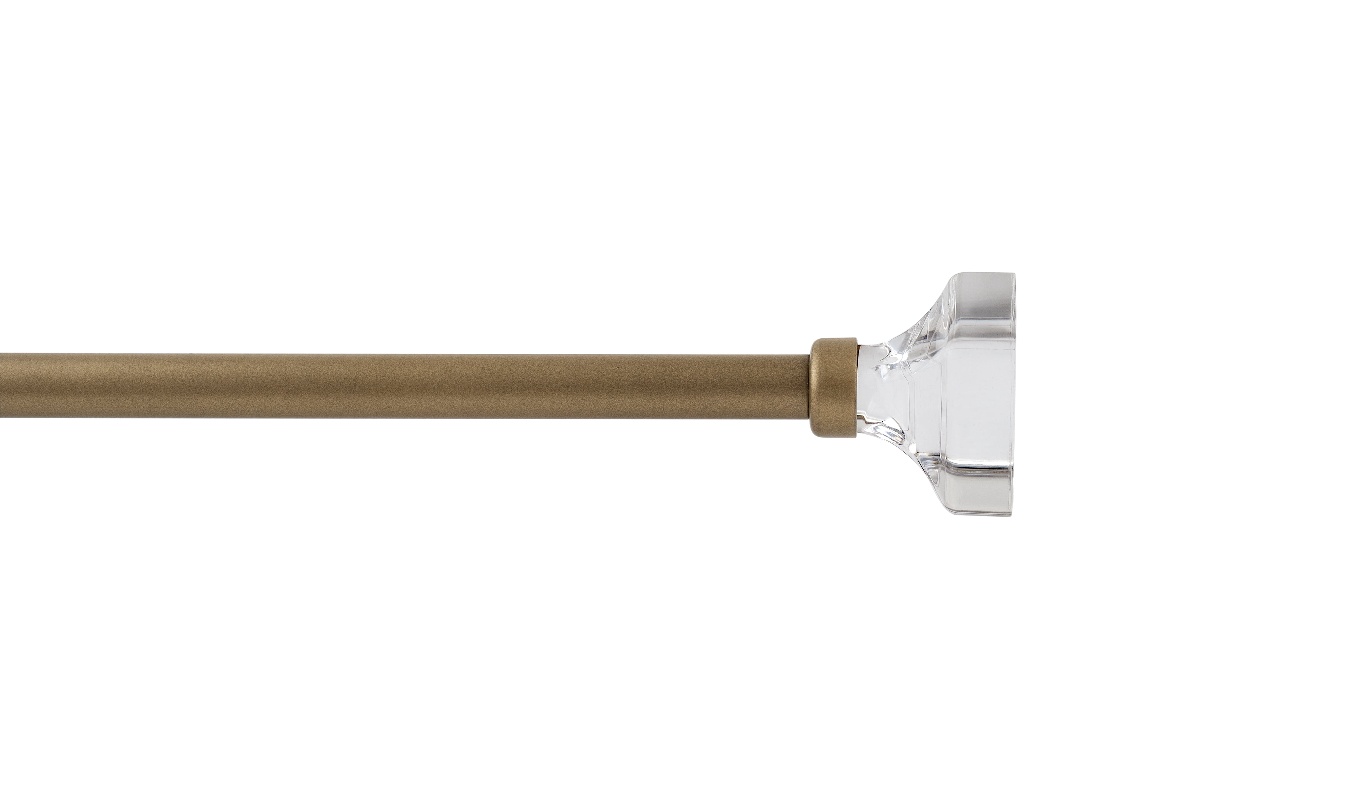 Mainstays 1/2 in Adjustable Curtain Rod with Acrylic Square Finials, 48-84 in, Gold