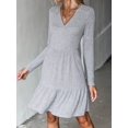 thumbnail image 4 of Cupshe Women's Long Sleeve Heathered V-Neck Grey Mini Dress, Sizes XS-XL, 4 of 7