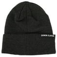 thumbnail image 2 of Demon Slayer Character Embroidered Plain Black Cuffed Knitted Winter beanie Hat, 2 of 2