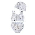 thumbnail image 2 of LYHao Kids Girls Three Piece Swimsuit Girls' Swimwear Floral Striped Dot Swimming Suits Bathing Suit For Toddler Girls Swim Trunk With Swimming Cap,Swimwear Sets 2-3 Years Beige, 2 of 7