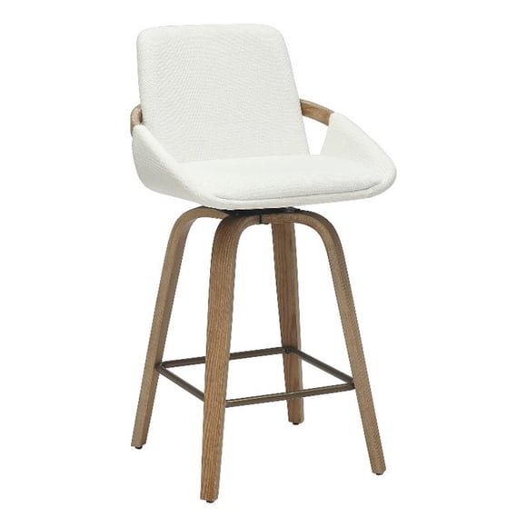 Inspire Tabouret de Comptoir en Bois Courbé 26 Pouces avec Pivot en Ivoire/blanc Lavé (Ensemble de 2)