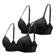 thumbnail image 2 of HAPIMO Women's 2Pc Thin Everyday Bra Lace Lifting Bra Comfy Underwear Push Up Wireless Brassiere Clearance Solid Color Trendy Lady Lingerie Black M, 2 of 7