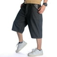 thumbnail image 2 of Ruiatoo Baggy Jeans Shorts for Men Denim Hip Hop Loose Fashion Skateboard Pants Black (008-1,Size 30), 2 of 5