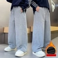 thumbnail image 5 of Xudanell Boys Baggy Sweatpants Straight Leg Open Bottom Casual Sweat Pants Elastic Waist Joggers Pants with Pockets Fall Winter (9-10 Years, Grey), 5 of 9
