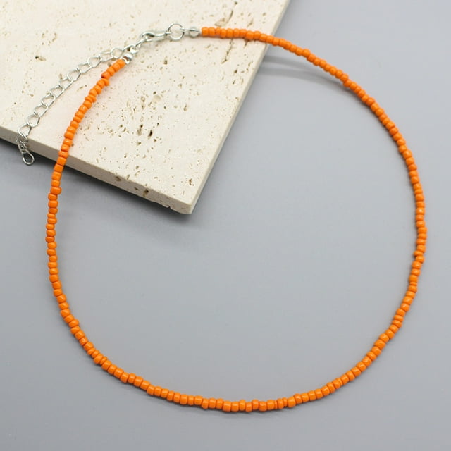 Collier Ras du Cou Simple Perles de Graines Femmes Charme Mode Coréenne Chaîne Col Boho Fait Main Bijou Cadeau