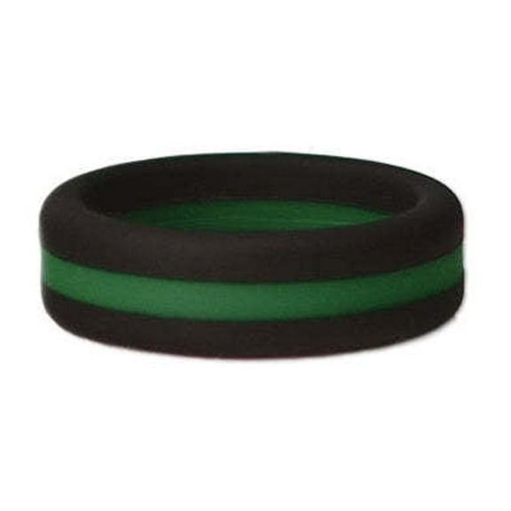 Black and Green Stripe Silicone Ring Size 9 by Lifebeats