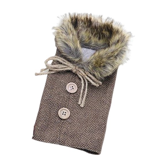 Bearachild Funda navideña para botella de vino, manga larga de cerveza de Año Nuevo, pajarita de felpa larga de Navidad, ropa para botella de vino, Kits de decoración para fiestas Gris Bearachild HA070032-02B