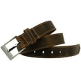 thumbnail image 6 of Caraway Mountain Distressed Brown Leather Belt (Stitched) by Nickel Smart® - Nickel Free Silver Buckle with 1 3/8 inches (35mm) Wide Distressed Leather Strap with Cream Stitched Edge. Made in USA, 6 of 9