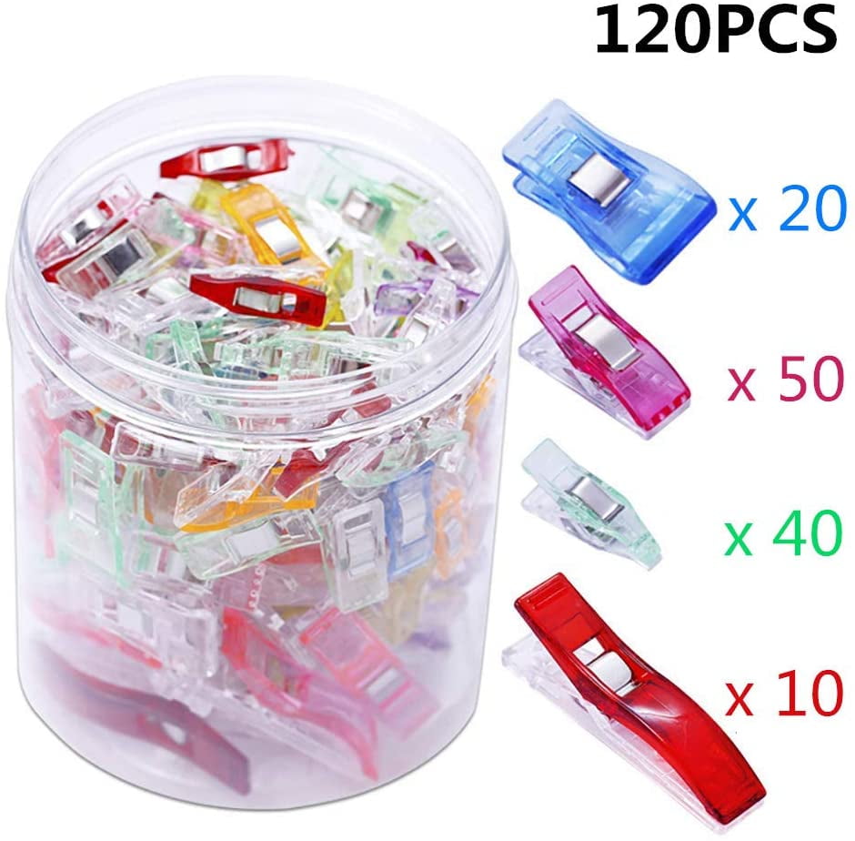 Sewing Accessories Craft Clips Set for Embroidery/Sewing/Crochet/DIY 9 Colours Queta Sewing Clips 120pcs Plastic Sewing Fabric Clips 