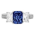 thumbnail image 3 of 3.61 ct Emerald Cut Simulated Tanzanite 3 Stone 18K White Gold Womens Engagement Ring, 3 of 5