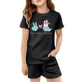 thumbnail image 4 of Rhuody Easter Outfits For Boy Kids Boys Girls Printed Short Sleeve T Shirt Top And Shorts Pants Set Pajama Set Casual Springs Wear Black 3-4 Years, 4 of 4