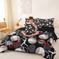 thumbnail image 3 of Erosebridal Baseball Gaming Bedding Comforter Set 7pcs For Teens Boys,Sport Theme Splash Queen Bedding Sets,Black Reversible, 3 of 6