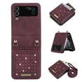 thumbnail image 1 of Galaxy Z Flip 4 Case with Shoulder Strap Lanyard, Allytech Glitter PU Leather Card Holder Pocket Removable Crossbody Strap Case for Samsung Galaxy Z Flip 4 5G 2022, Winered, 1 of 10