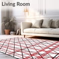 thumbnail image 2 of ODIKA 8'x10' Machine Washable Non-Slip Area Rug, Festive Crosshatch Grid Design Toilet Christmas Theme High Traffic Rug, Red, 731107, 2 of 7
