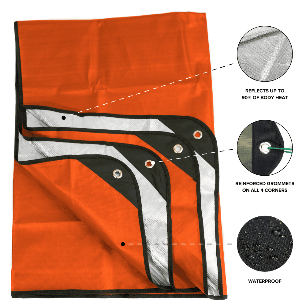 Ultra Emergency Survival Blanket Heavy Duty Reflective Tarp Size:51*82''-130*210CM,Color:10 packs Silver Thermal Outdoor Waterproof Reusable Heat Retention Extra Large Space Blankets for Camping Hik