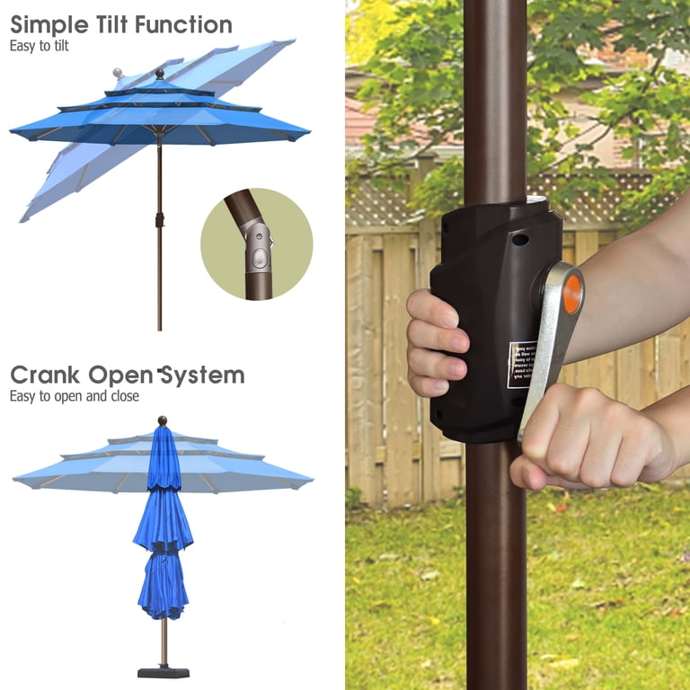 3 vent patio umbrella Kingdom 10FT Patio Tiers Outdoor Market Umbrella w/Push Button Tilt, Crank, UV and Waterproof Table Umbrella for Garden, Pool, Backyard, Deck, Lawn, Beige : Patio, Lawn & The breathable yet waterproof fabric provides ample shade and up to 99% UV protection 9.5' Large Patio Umbrella With