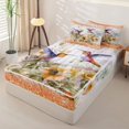 thumbnail image 2 of Homewish Hummingbird Floral Zipper Twin Comforter Sets with Fitted Sheet and 2 Pillowcases, Orange Sequin Print Zipper Bedding Set, Polka Dots Reversible, 4pcs, 2 of 6