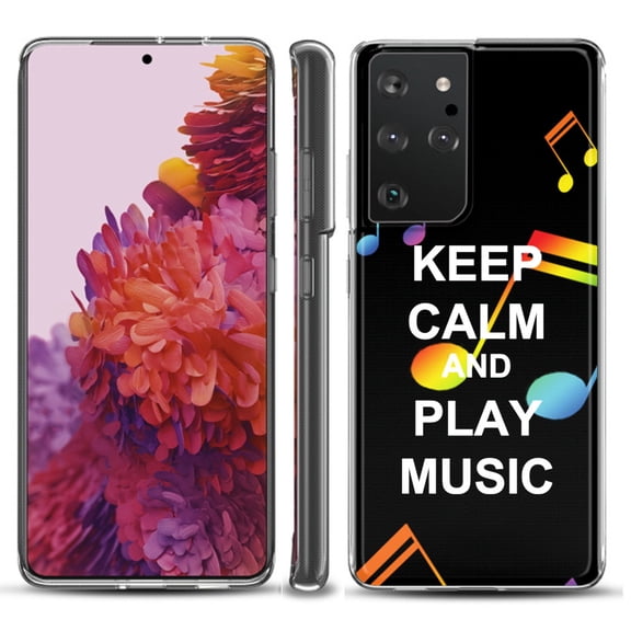 Slim-Fit Lightweight Protective Phone Case compatible with Samsung Galaxy S21 ULTRA 5G, by OneToughShield ® - Keep Calm Music