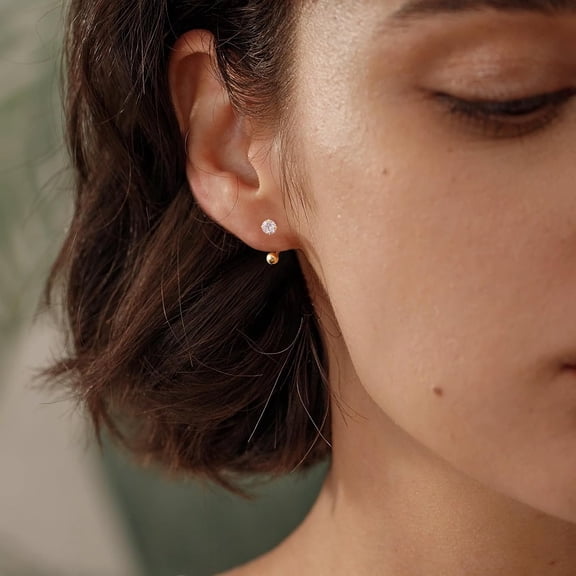 H Ie Half Hoop Earrings For Women With Ball Screw Back, 1/2 Inches Small Gold Hoop Earrings[Z2536]