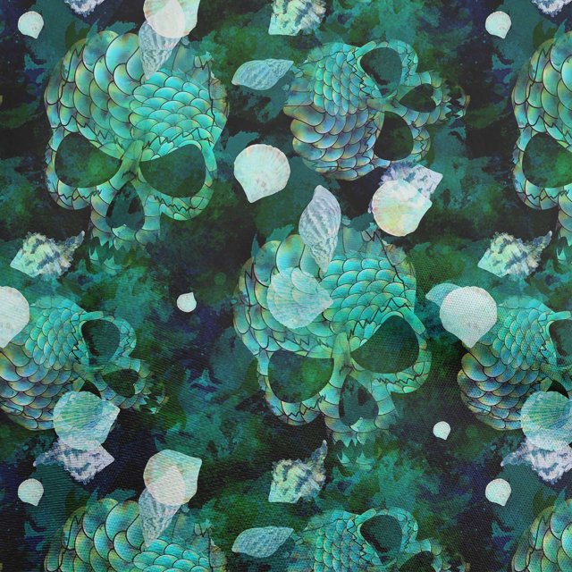 oneOone Viscose Chiffon Dark Green Fabric Skull Craft Projects Decor Fabric Printed By The Yard 42 Inch Wide