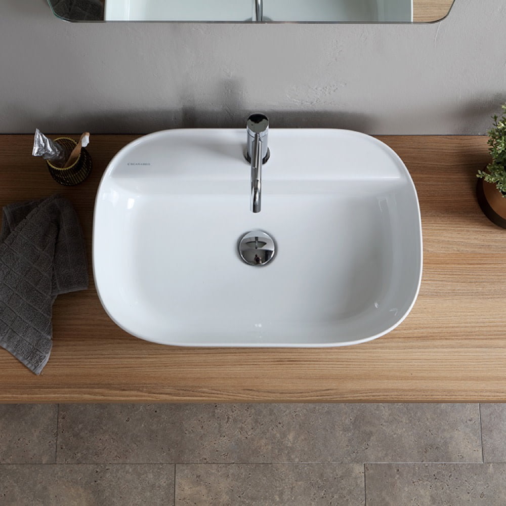 Nameeks Scarabeo 1802-One Hole Scarabeo Glam 23" Rectangular Ceramic Vessel Bathroom Sink