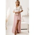 thumbnail image 3 of ABPHQTO Vestido largo de patchwork de croché de encaje rosa para mujer con abertura lateral, 3 of 5