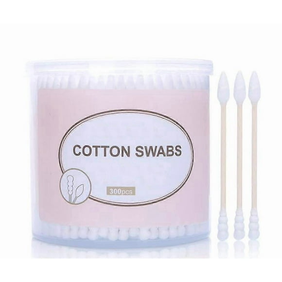 1Box(300PCS) Disposable Soft Cotton Double Ended Cleaning Swabs Buds Pointed Head Spiral Shape Tip Cosmetic Makeup Tool for Make up Cleaning Jewelry a