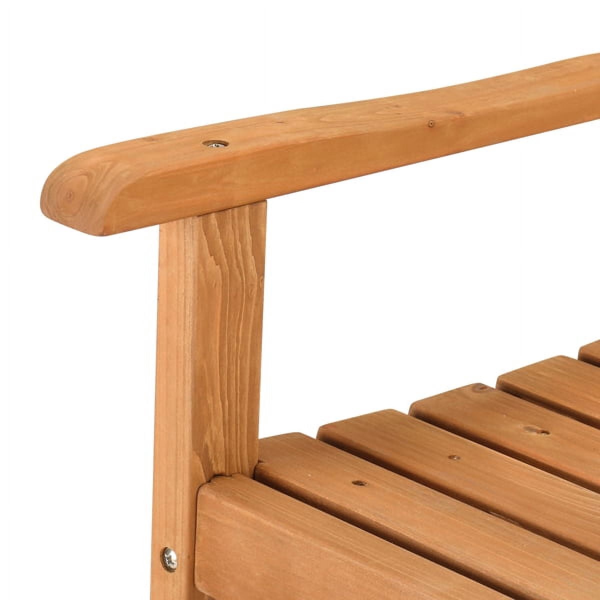 Burlywood Folding Fir Wood Patio Chair - Space Saving Outdoor Lounger w/Slanted Seat & Wide Arms for Deck, Garden