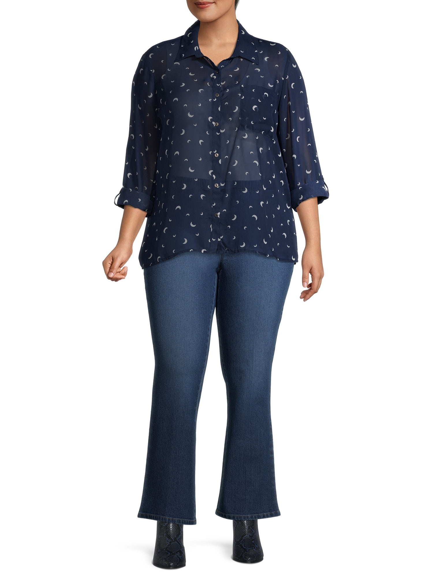 JMS Just My Size by Hanes Women’s Plus Size Pull-On Stretch Denim Bootcut Jeggings