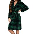 thumbnail image 2 of FDGIU Women's Plush Bathrobe with Hood & Pockets, Long Fluffy Fleece Robe for Women, Cozy Warm Hooded Sleepwear Loungewear, 2 of 7