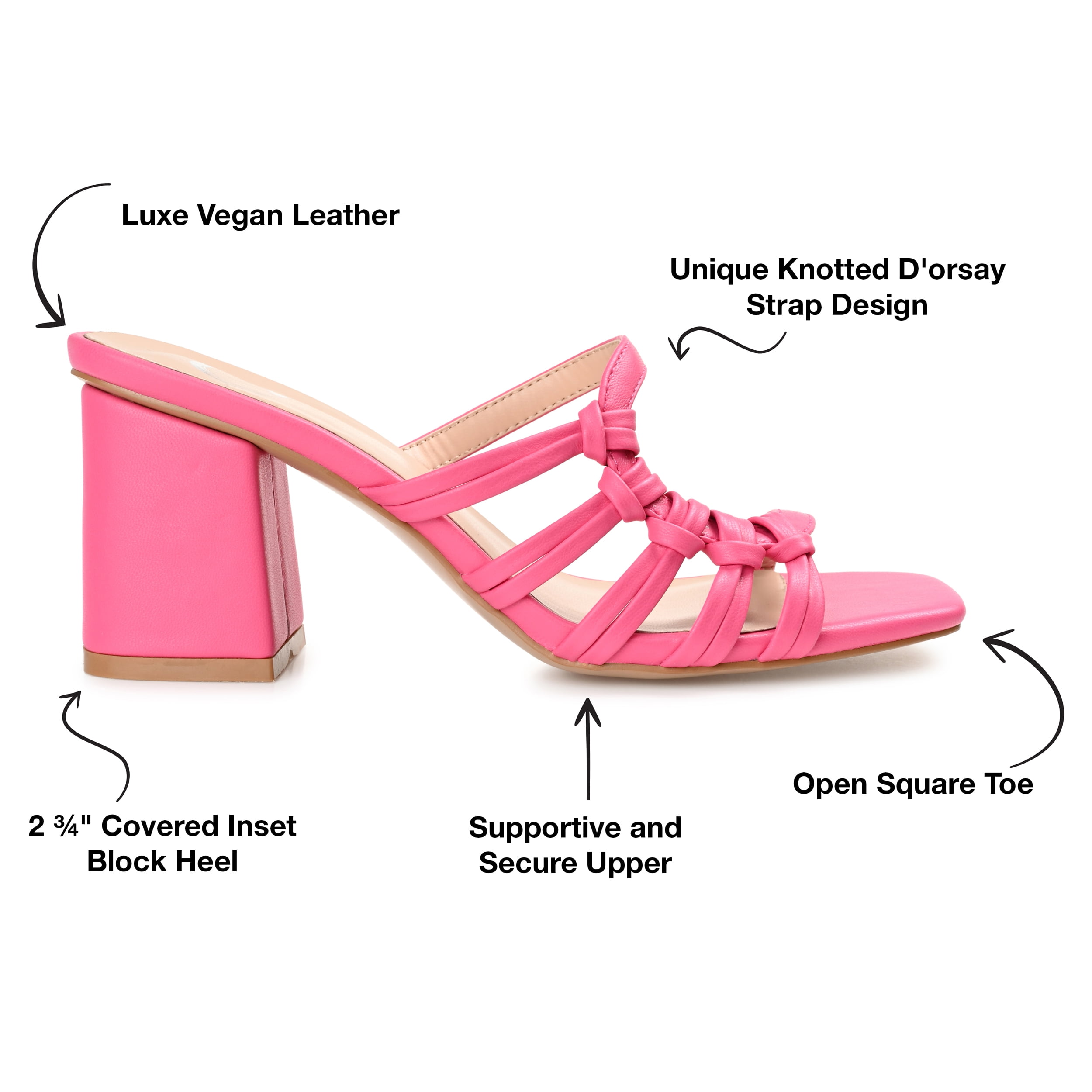 Journee Womens Emory Open Square Toe Block Heel Sandals