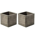 thumbnail image 2 of 4" Square Rustic Wood Planters with Plastic Liner - Set of 2, 2 of 4