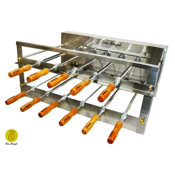 Brazilian BBQ Charcoal Grill - 11 Skewers - Rotisserie System - Oca-Brazil