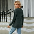 thumbnail image 2 of SWSMCLT Women's Soft Pullover Sweaters Long Sleeve Top Knit Tshirt Button Lightweight Dressy Sweater Asymmetric Fall Fashion Army Green Large, 2 of 5